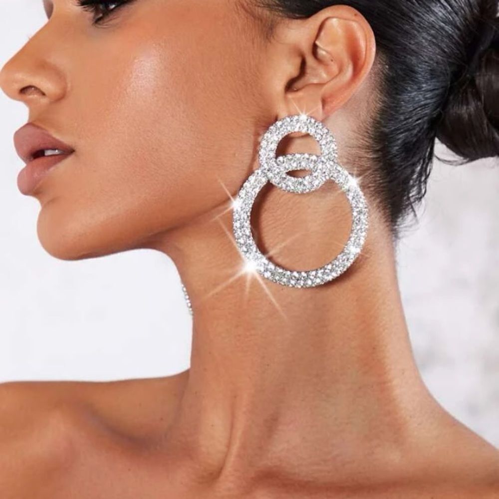 3for$20 NEW SXY Rhinestone Circle Decor Stud Earrings